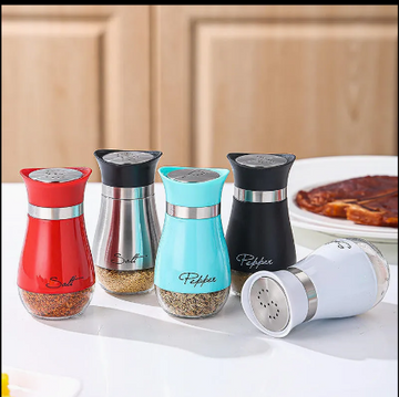 Salt and Pepper Shakers with Stainless Steel Lid