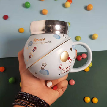 Space Printed Ceramic Mugs With Lids