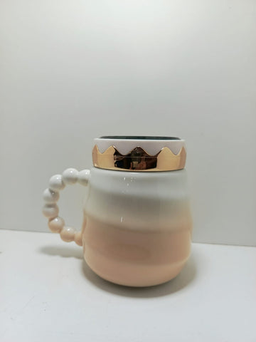 Royal Crown Simple Coffee Mugs Set Gold Accents, 500ml Printed Coffee and Tea Ceramic Mug