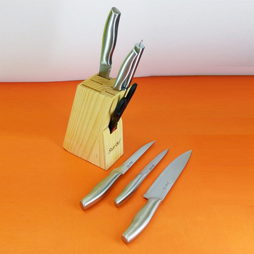 7 Pcs Stainless Steel Knife Set with Wooden Stand