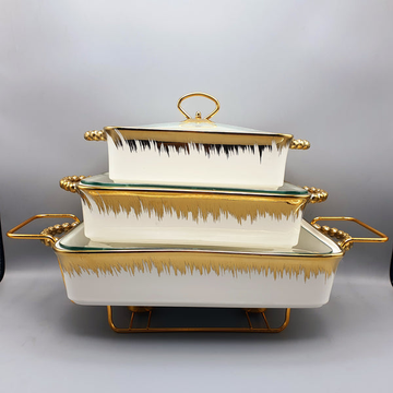 3 Piece Set Ceramic Chafing Dish Buffet Set