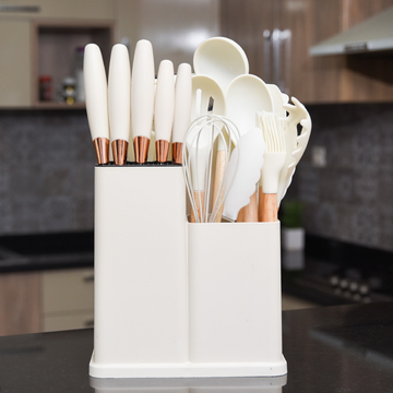 19 Piece Silicone Kitchen Utensil Set With Board