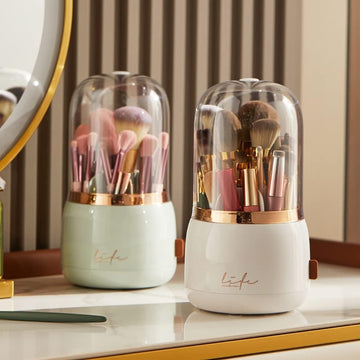 Makeup Brush Holder,360 Degree Rotatable Dustproof Makeup Brush