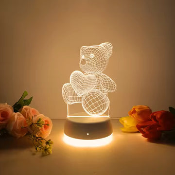 3D Lamp teddy Heart-shaped Acrylic LED Night Light