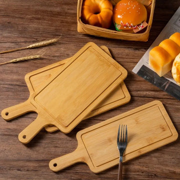 Wooden Bamboo Cutting Board for Laser Engraving Chopping Board with Handle for Bread Meat Fruit