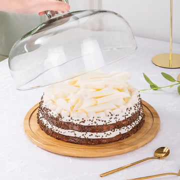Bamboo Round Serving Board with Glass Cover