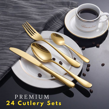 Luxury Premium Golden Cutlery Set - 24 set Cutlery