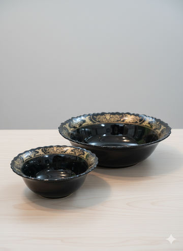 7-Piece Black Golden Printed Soup Set