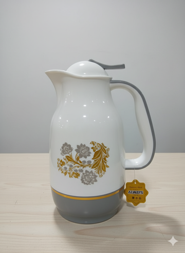 Luxury Tea Flask – 1L with Elegant Grey white Gold Finish