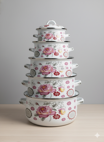 Reoona Kitchen Storage Bowl Set 5 PCS Flower Design