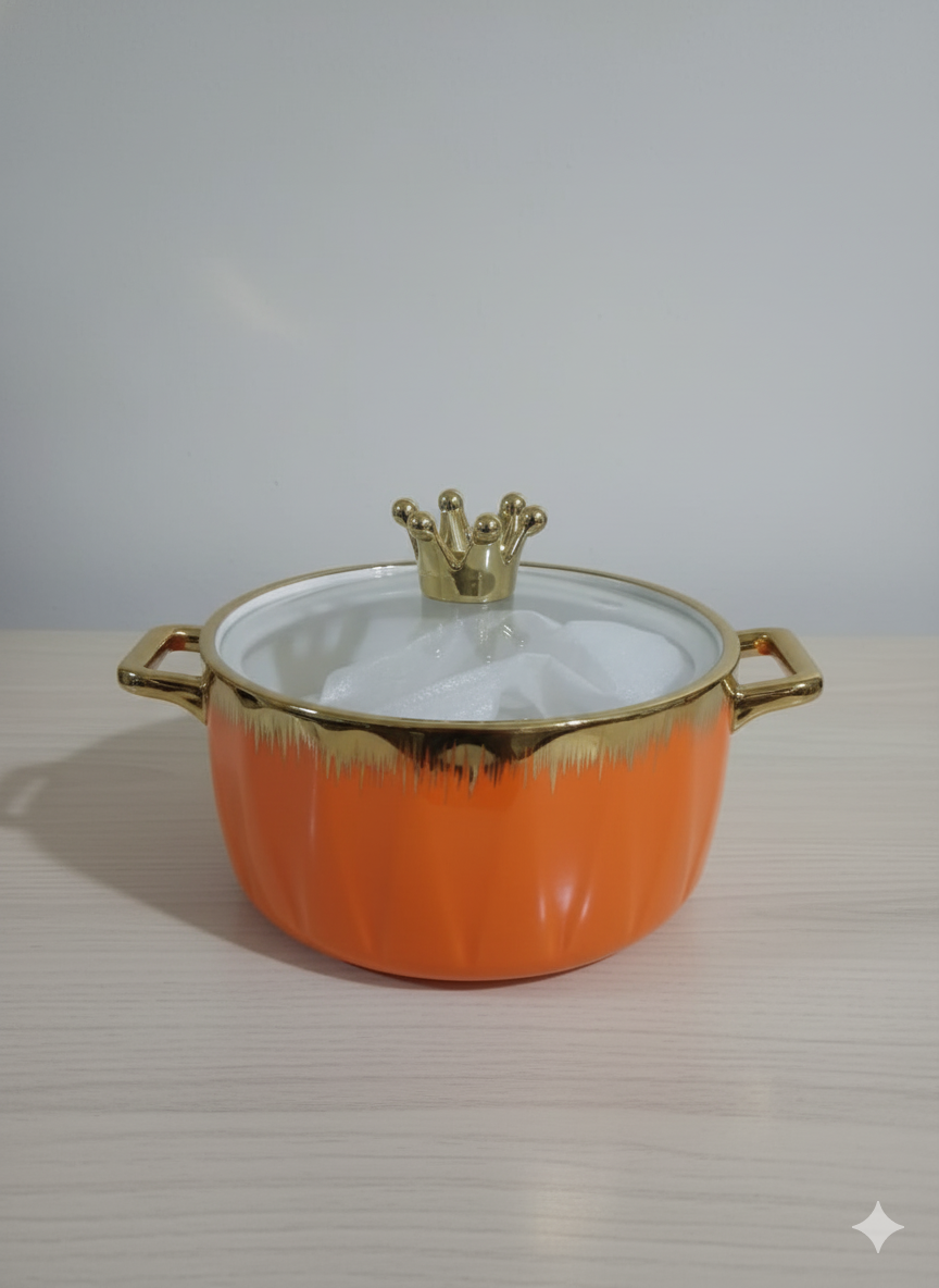 Luxury Ceramics  Crown Bowls with Lids - Food Storage Container Golden Design
