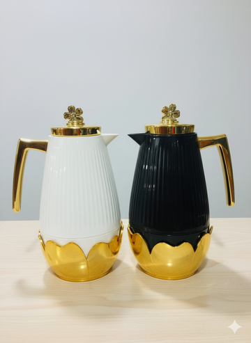 Egg Flower Look Luxury Tea Flask – 1L with Elegant Gold Finish