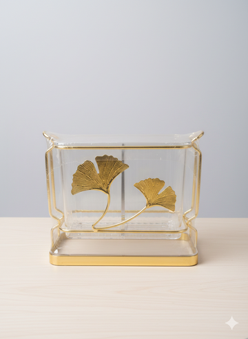 Acrylic Cutlery Holder With Drain Plate, Double Barrel