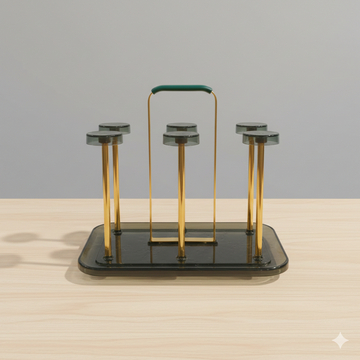 Stainless Steel Rectangular Golden Glass Holder (6 Holders)