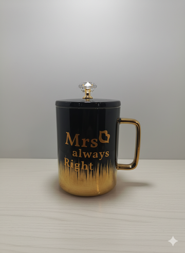 MRs Always Dimond Coffee Mugs Set With Golden print Ceramic Mug