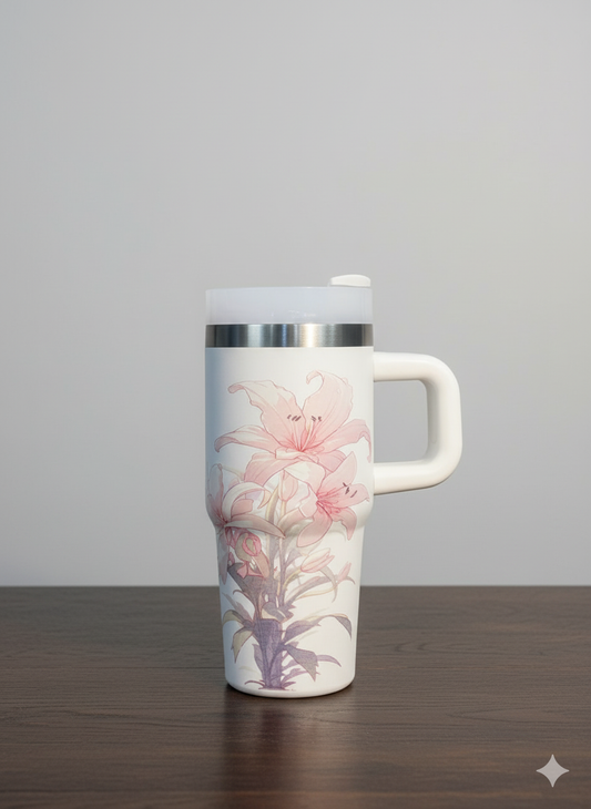 Mini Tumbler Printed  With Handle, Stainless Steel Mini Quencher, Insulated Car Mug