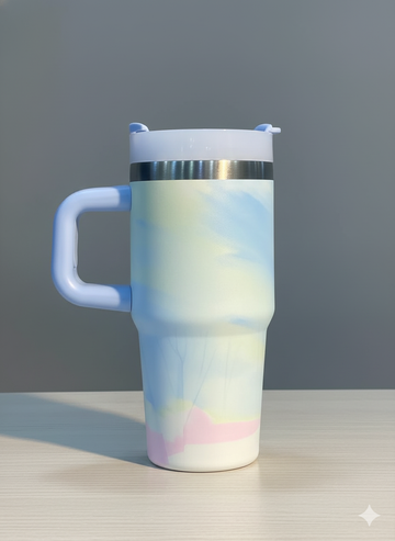 Mini Tumbler Printed  With Handle, Stainless Steel Mini Quencher, Insulated Car Mug