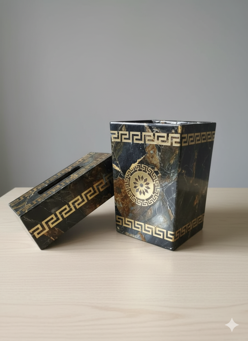 Modern Design Dustbin & Tissue Box Set