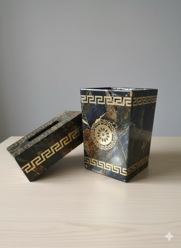 Modern Design Dustbin & Tissue Box Set