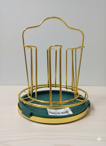 golden glass stand - 6 Hook Removing tray  Metal Glass Stand