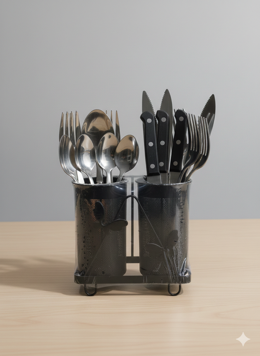 Black Mesh Metal Utensils Holder , Pen Holder - For Kitchen and office Organizer Multipurpose