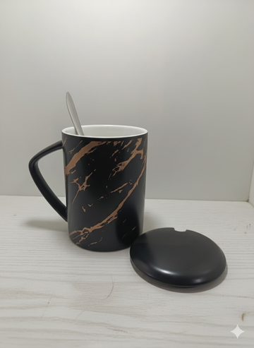 Black Coffee Mugs Set With Golden print Marble Ceramic Mug