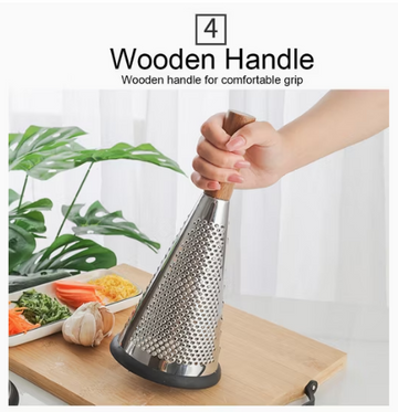Stainless Steel Vegetables Grater with Wooden Handle