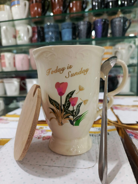 Coffee Mug with Spoon & Lid Set