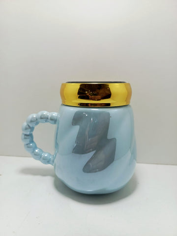 Coffee Mugs Set With Golden Lid Ceramic Mug