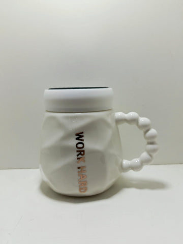 White Coffee Mugs Set Printed work hard Ceramic Mug