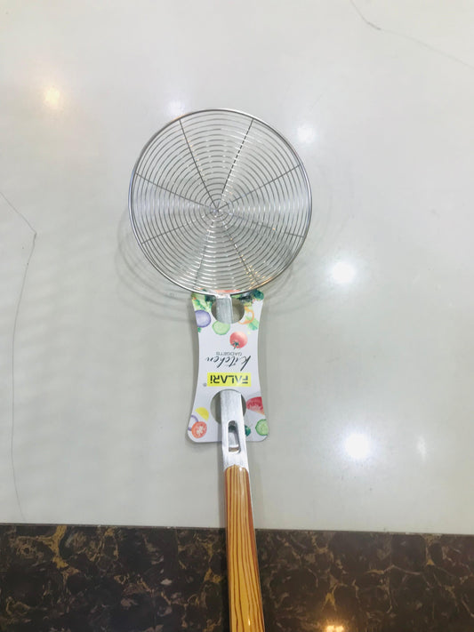 Fry Strainer Stainless Steel with Wooden Handle heavy Material