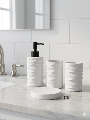 Ceramic Bathroom Set – White Color (4 Pcs Set)