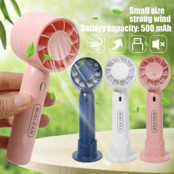 Portable Mini Handheld Fan, Turbo Fan, USB Rechargeable with Battery, Three Adjustable Speed Settings
