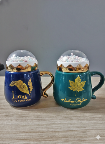 Balls Printed Ceramic Coffee Mugs with Golden Design | Luxury Ceramic Mug Collection