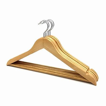 Emergity Wooden Hangers For Wardrobe, Cloth, Saree (Beige) Pack of 3