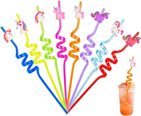 4 Pcs Dinosaur or Mermaid or Unicorn Drinking Plastic Straws