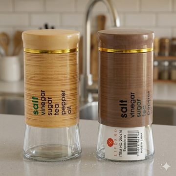 Salt and Pepper Shakers with Stainless Steel Lid & Glass
