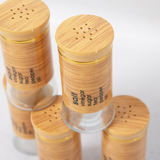 Salt and Pepper Shakers with Stainless Steel Lid & Glass