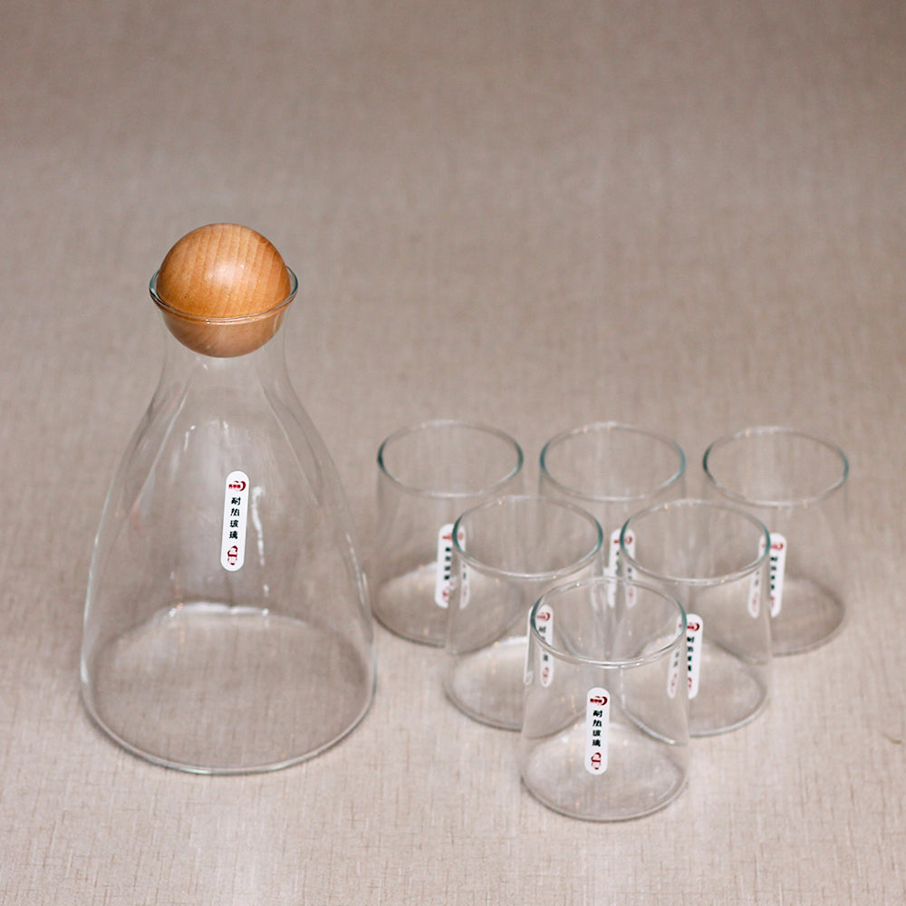 Wooden Ball Imported Glass Water Set