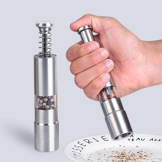 Portable Stainless Steel Thumb Pepper Grinder One Hand Manual Pepper Mill Set