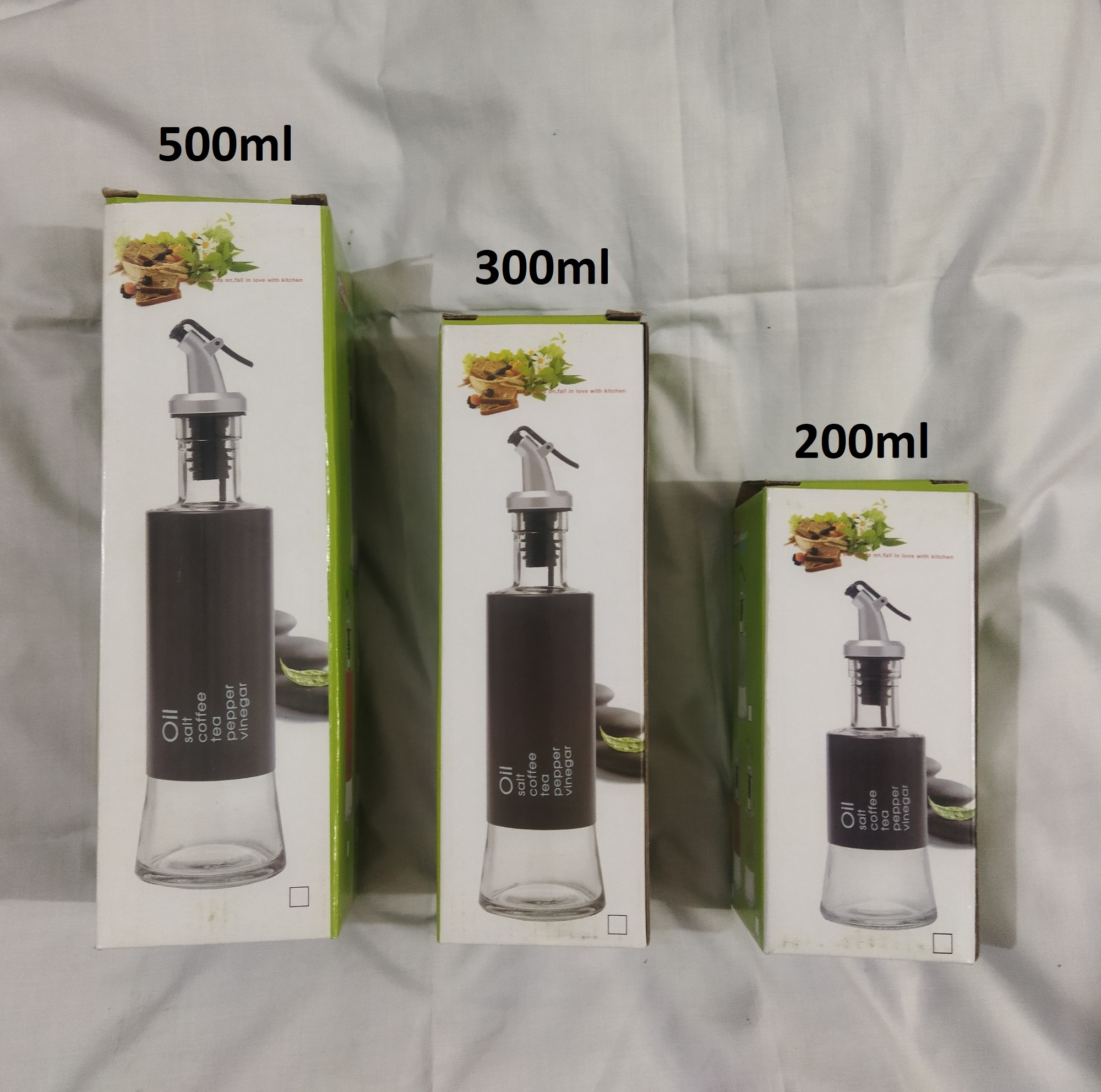 Oil Bottle with Funnel Glass & Steel  Oil Dispenser with Nozzle