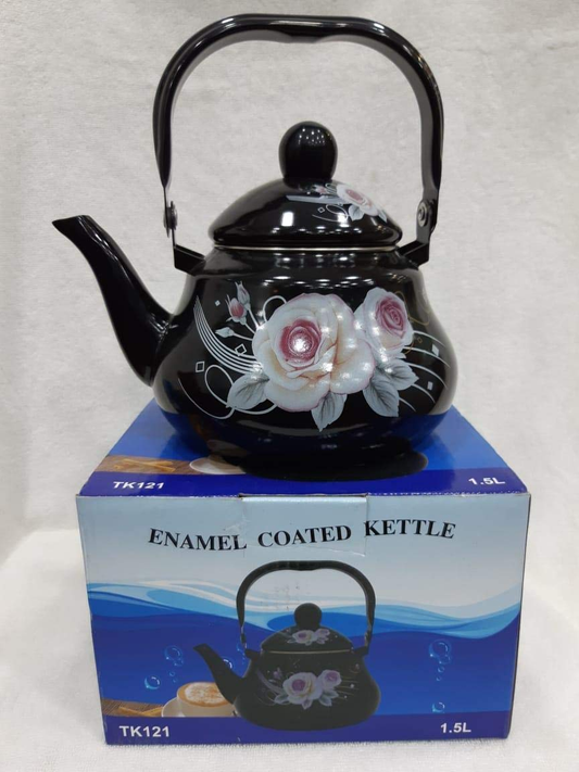 Black Enamel Coated Tamchini Kettle 1.5L