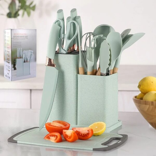 19 Piece Silicone Kitchen Utensil Set With Board