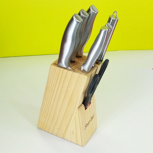 7 Pcs Stainless Steel Knife Set with Wooden Stand