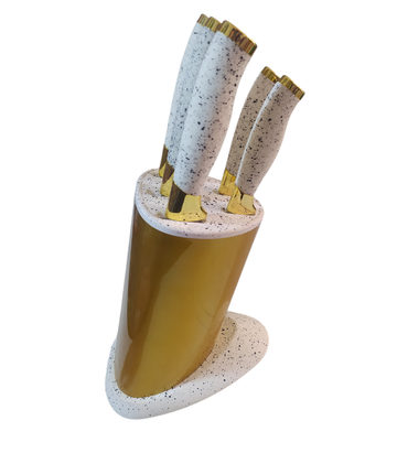 Golden Fancy Knife Set With Stand 6 piece