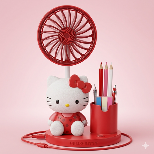 Hello Kitty Mini Rechargeable USB Desk Fan for Kids & Home