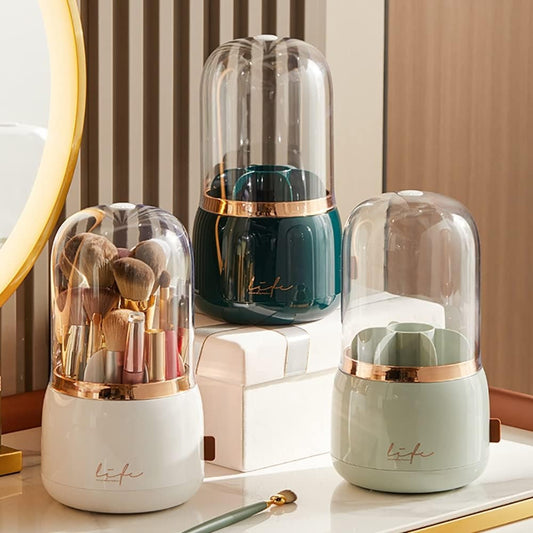 Makeup Brush Holder,360 Degree Rotatable Dustproof Makeup Brush
