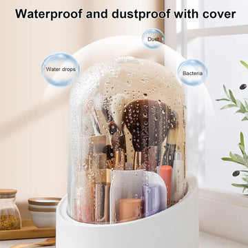 Make Up Organiser Rotating Brush Holder Cosmetic Organiser Makeup Brush Storage with Lid