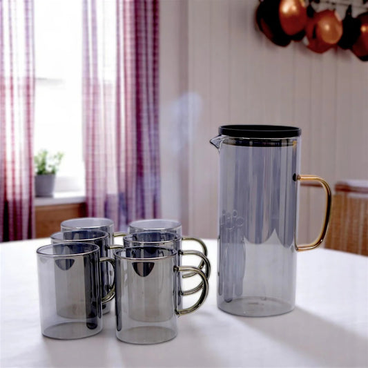 Black Water Set with 6 glass