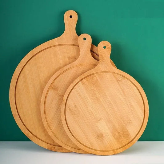 Pizza Round Wood Serving Board Bread Board Cheese Paddle Board